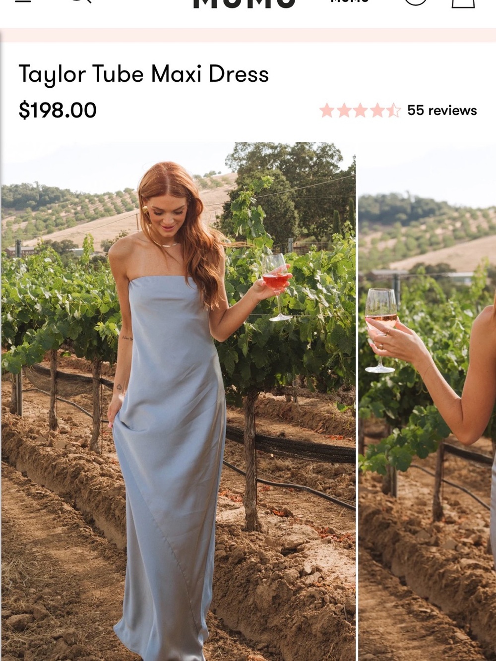 Show Me Your Mumu Taylor Tube Maxi Dress in Steel Blue Luxe Satin, size M